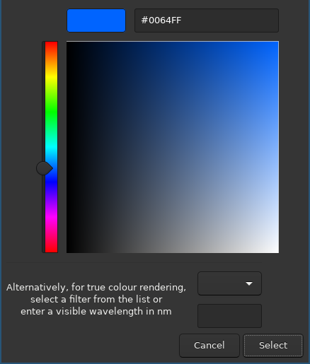 The color selector custom tool uses hexadecimal representation of colors