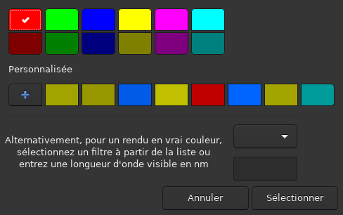 Le selecteur de couleurs apparaît après avoir cliqué sur une couleur de l&rsquo;outil composition RVB