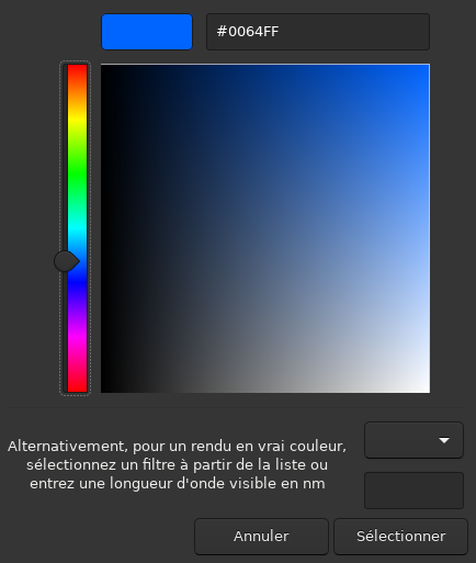 L&rsquo;outil personnalisé du sélecteur de couleurs utilise une représentation hexadécimale des couleurs