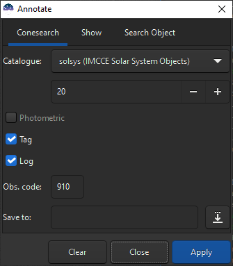 Dialogue Conesearch pour les objets du système solaire.
