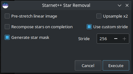 Starnet++ interface GUI